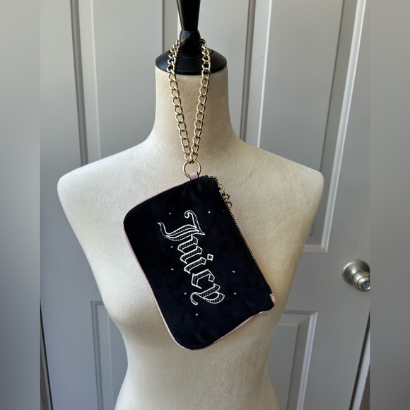 Juicy Couture Handbags - Juicy Couture Black Clutch with Gold Chain